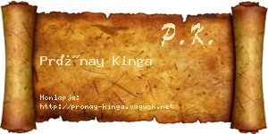 Prónay Kinga névjegykártya